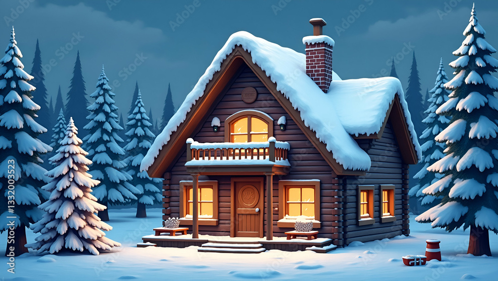 custom made wallpaper toronto digitalCozy Winter Cabin Tile Pattern: Snowy Trees & Warm Lights Design