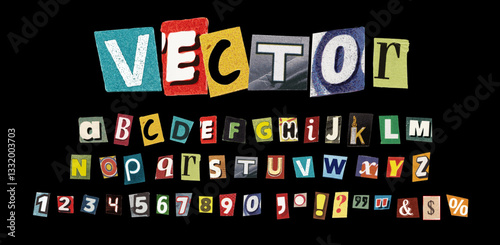 Retro Magazine Newspaper Cutout Letters Numbers and Punctuations