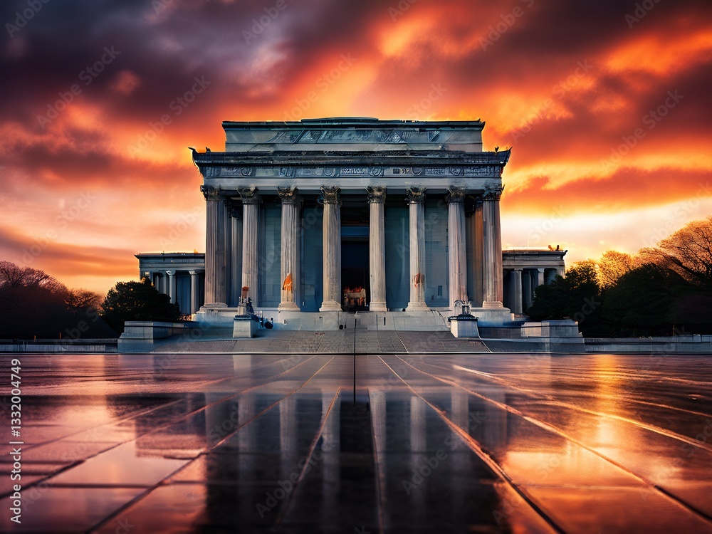 Obraz premium Ancient Structure at Sunset with Dramatic Sky