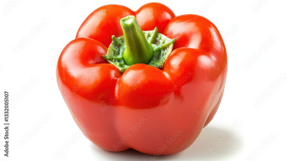 Red bell pepper on white background, vibrant and fresh Red bell pepper on white background, vibrant and fresh
