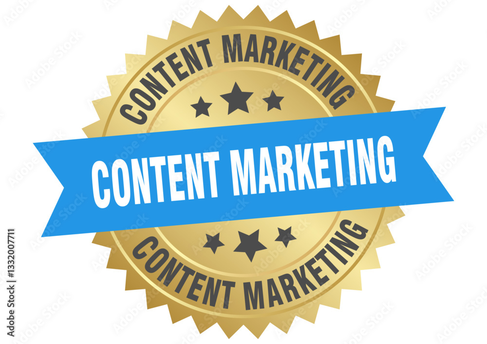 content marketing. content marketing round blue and gold label isolated on transparent background content marketing. content marketing round blue and gold label isolated on transparent background