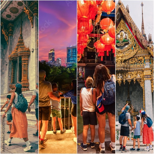 Canvas Print collage of family in Bangkok