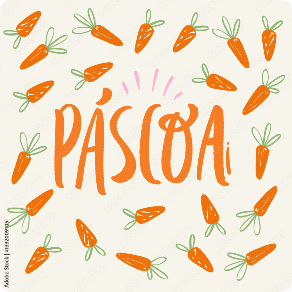 Páscoa. Easter in brazilian portuguese. Modern hand Lettering. vector.