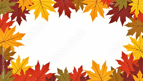 Maple leaves and harvest symbols border frame with festive copy space for Canadian Thanksgiving concept as Vibrant maple leaves and assorted harvest symbols framing festive space for Canadian Thanksgi