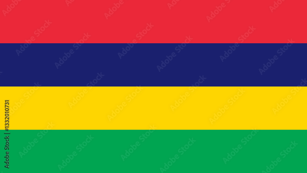 Flag of Mauritius displayed with vibrant colors representing the nation's heritage and identity Flag of Mauritius displayed with vibrant colors representing the nation's heritage and identity
