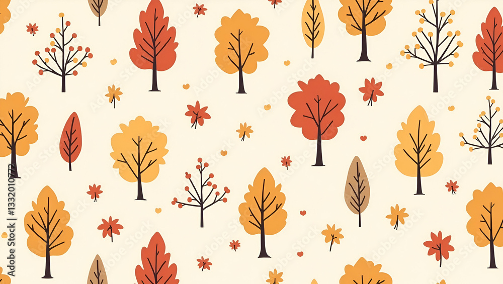 Obraz premium Cozy Sweater and Autumn Tree Seamless Pattern for Fall Decor
