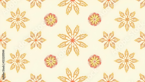 Flat Create a seamless pattern with retro floral motifs in muted pastel tones for a vintage 1970s look. concept as Develop a repeating pattern featuring stylized floral elements in soft pastel shades 