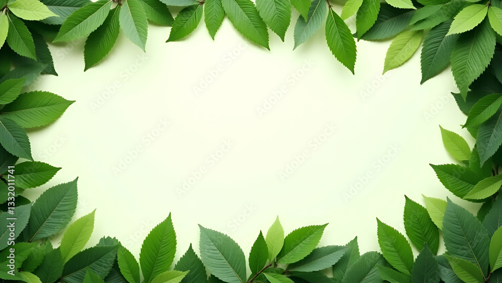 Fototapeta premium Vibrant Green Leaves Framing Earth Globe: Perfect Green Space for Earth Day Messages