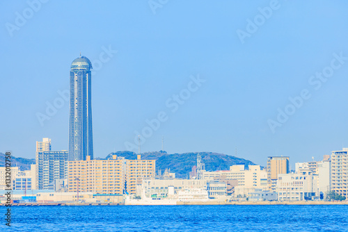 門司港から見た海峡メッセ下関　山口県下関市　Kaikyo Messe Shimonoseki as seen from Mojiko Port. Yamaguchi Pref, Shimonoseki City.