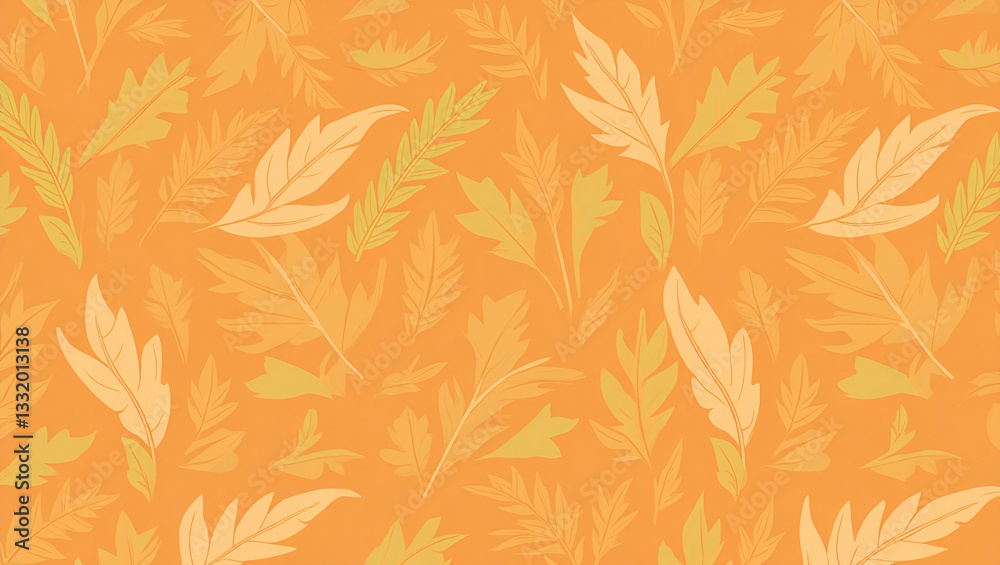 Flat Thanksgiving leaves seamless pattern with autumn hues and soft overlapping leaf shapes for a layered organic design concept as Organic Thanksgiving pattern with soft overlapping leaf shapes and a