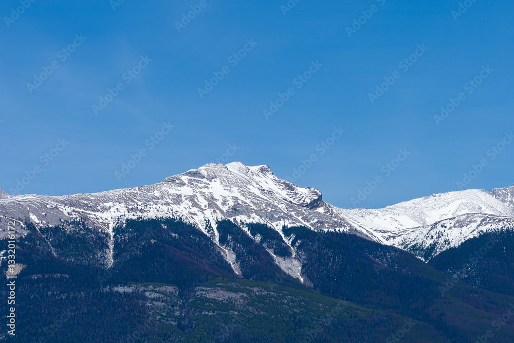 Majestic Snow-Capped Mount Roche Bonhomme, Jasper National Park, Canadian Rockies. Alberta, Canada. This peak is also locally known as Old Man face Mountain. Colin Range. Majestic Snow-Capped Mount Roche Bonhomme, Jasper National Park, Canadian Rockies. Alberta, Canada. This peak is also locally known as Old Man face Mountain. Colin Range.