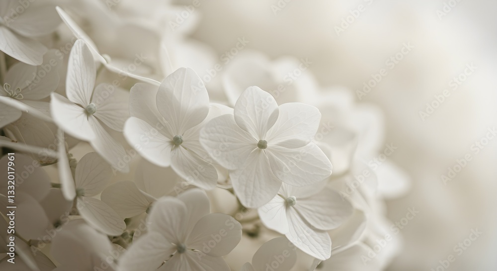 A close-up of delicate white hydrangea flowers, showcasing their soft petals and intricate details against a blurred background. A close-up of delicate white hydrangea flowers, showcasing their soft petals and intricate details against a blurred background.