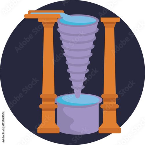 Ancient timekeeping tool: An early clock that tracks time by the steady movement of water.