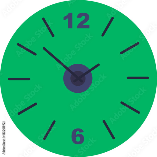 A decorative wall clock showing time with a simple design and numerical indicators.