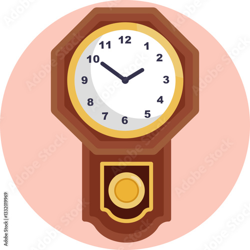 A clock featuring a pendulum, often seen in vintage designs.