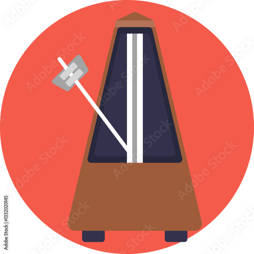 A metronome with a swinging pendulum used to keep time in music.
