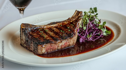 Perfectly grilled porterhouse steak on a plate