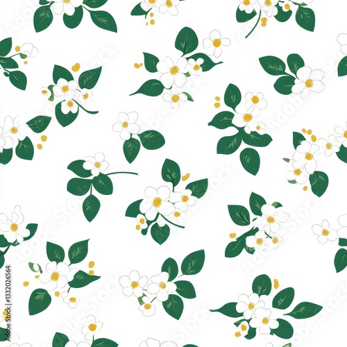 Wallpaper Mural A pastel-colored floral seamless pattern featuring leaves and flowers, presented in a watercolor botanical texture, suitable for use as floral wallpaper or a botanical design in various applications Torontodigital.ca