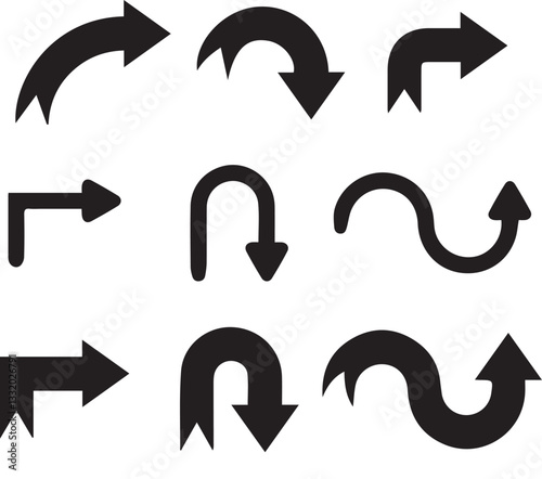 Arrow vector elements hand drawn arrows brush stroke curly arrow collection vector set