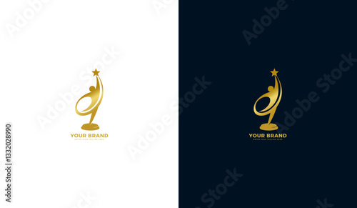 Achievement trophy logo, champion icon