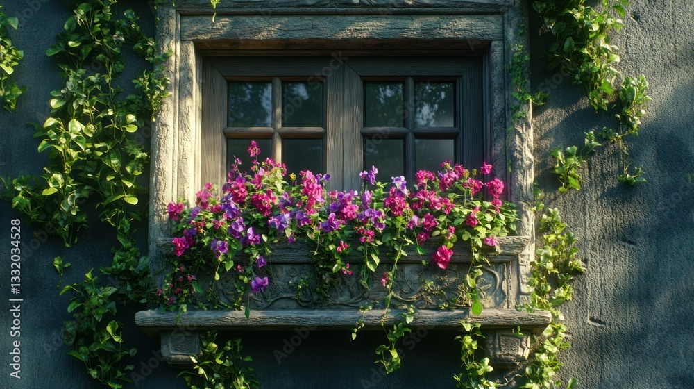 Rustic window with vibrant flowers (5) Rustic window with vibrant flowers (5)