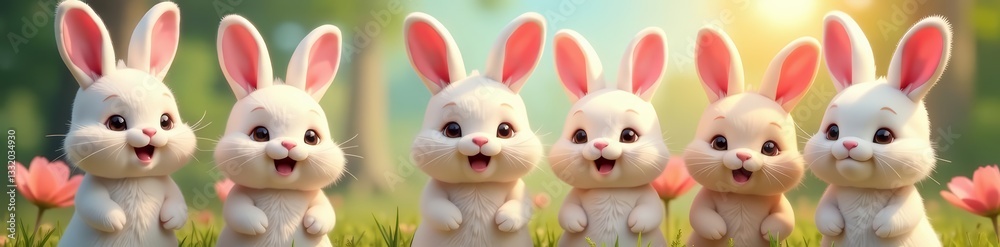 Group of cute little rabbit characters with different expressions, expressions, cute Group of cute little rabbit characters with different expressions, expressions, cute