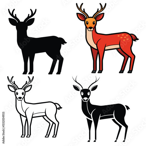 set of deer silhouettes