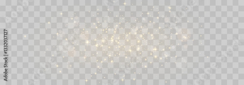 Magical light dust with a soft glow. Floating particles of light. Christmas light effect with sparkling fairy dust shining on a transparent background. Vector illustration in PNG format