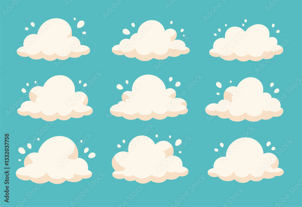 Cartoon Clouds Pattern on Teal Sky Background Cartoon Clouds Pattern on Teal Sky Background