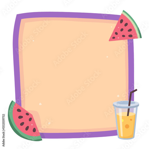Cartoon watermelon and juice frame design