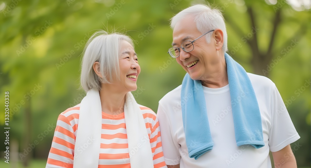 Obraz premium Happy Senior Couple Exercising Outdoors