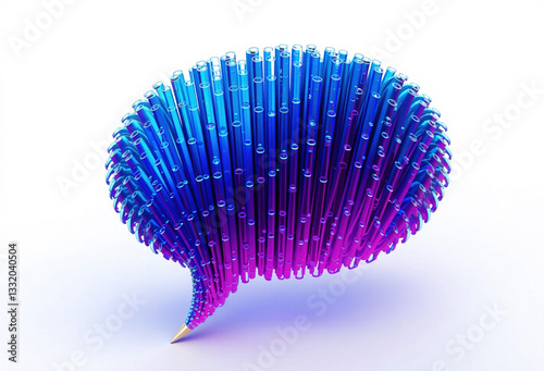 Wallpaper Mural Abstract 3D rendering of a speech bubble formed by blue and purple tubes.  Perfect for communication, technology, and innovation concepts. Torontodigital.ca