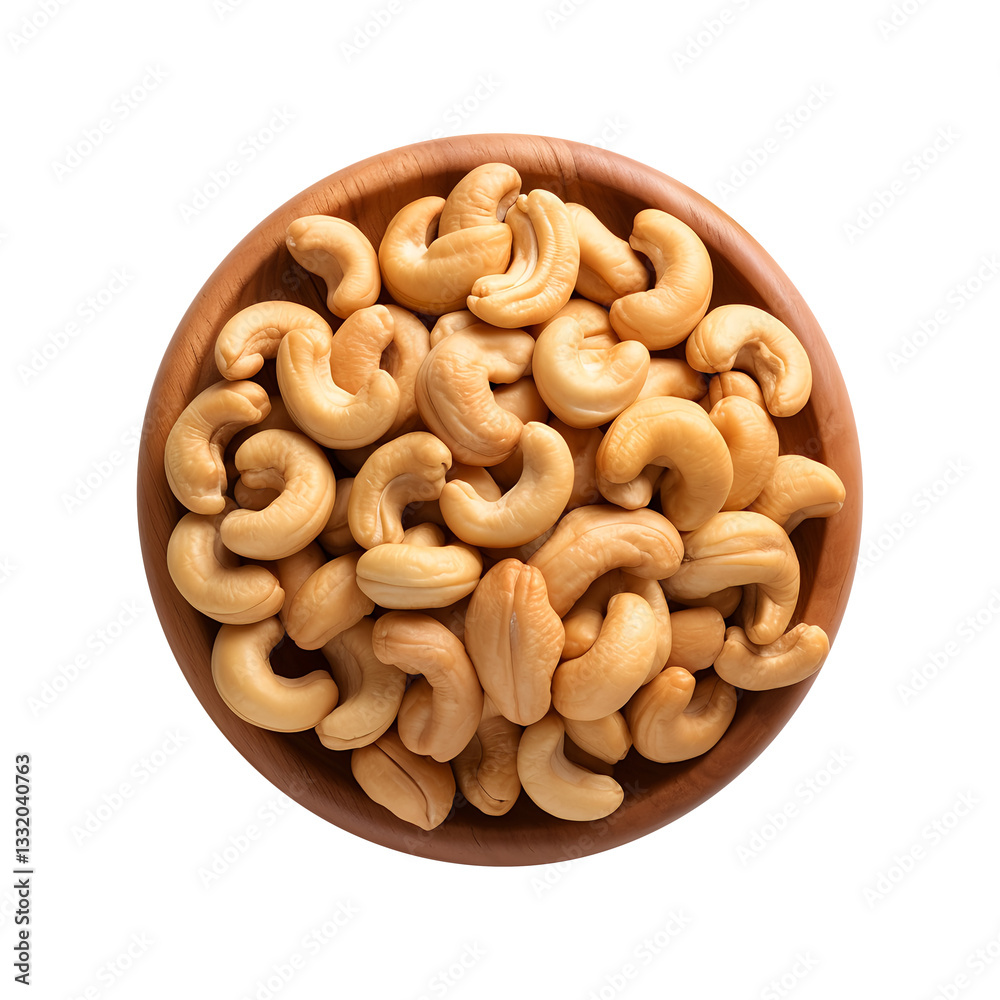 Cashew in a bowl top view isolated on transparent background Cashew in a bowl top view isolated on transparent background