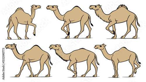 Set of Camels in various poses