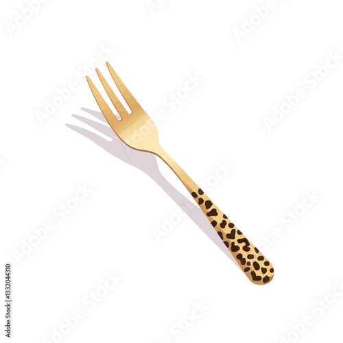 Gold fork with leopard print on the handle