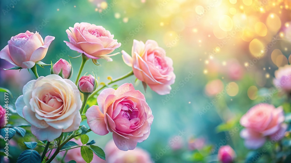Fototapeta premium Soft Focus Spring Rose Blossoms, Long Exposure Floral Wallpaper Background