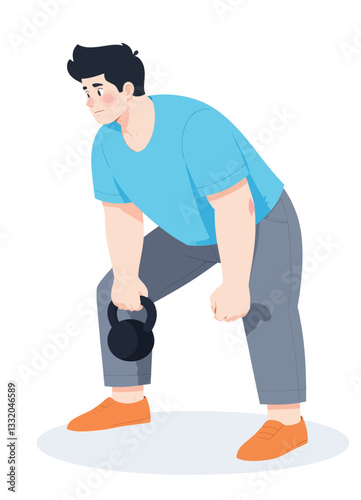 Man Lifting Kettlebell Weight in Fitness Workout