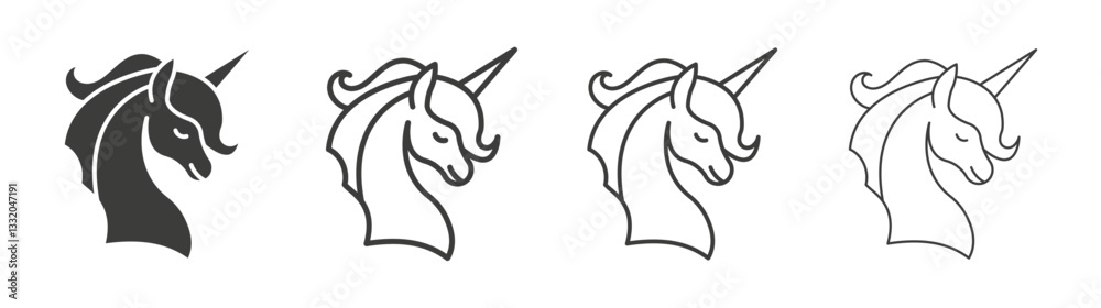 Alicorn line icon vector illustration set. Alicorn line icon vector illustration set.