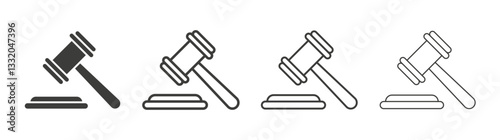Auction line icon vector illustration set.