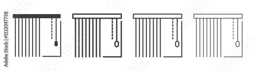 Blinds open line icon vector illustration set.