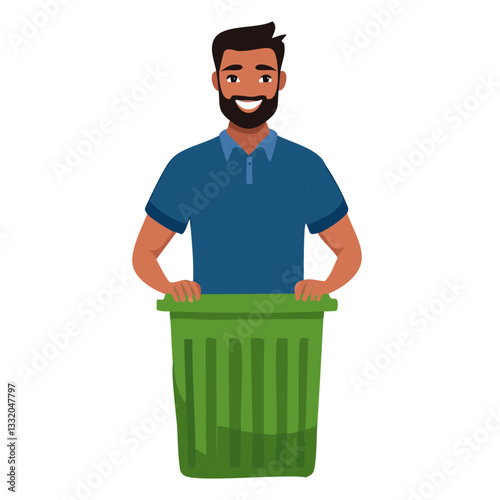 Obraz na płótnie man holding recycling bin vector icon design w salonie