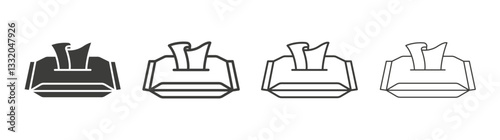 Box tissue line icon vector illustration set.