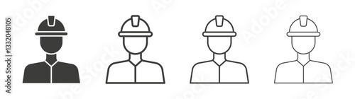 Builder line icon vector illustration set.