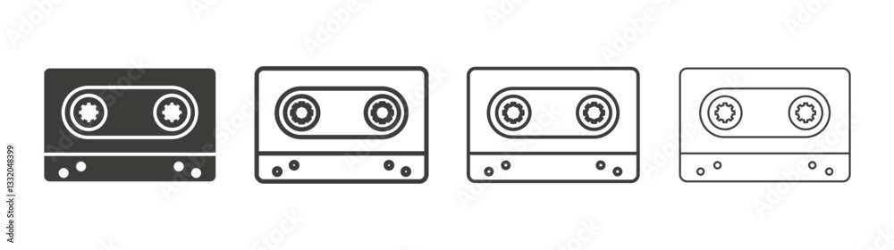 Cassette tape line icon vector illustration set. Cassette tape line icon vector illustration set.
