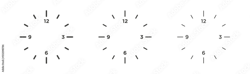 Clock face line icon vector illustration set. Clock face line icon vector illustration set.