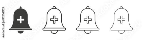 Cowbell circle plus line icon vector illustration set.
