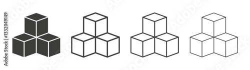 Cubes line icon vector illustration set.
