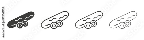 Cucumber line icon vector illustration set.