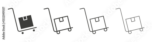 Dolly flatbed line icon vector illustration set.