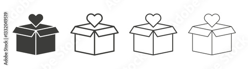 Donation Box line icon vector illustration set.